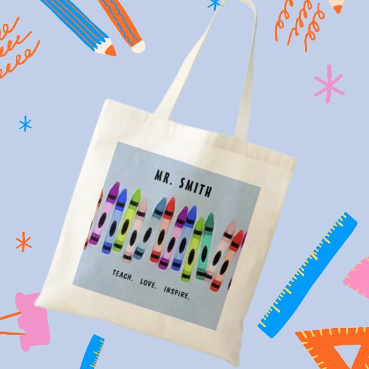 Teach-Love-Inspire-Crayons blue motief Het cadeau Tote Bag