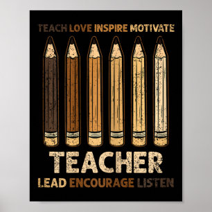 Teach Love Inspire Docent Zwarte Geschiedenis Maan Poster