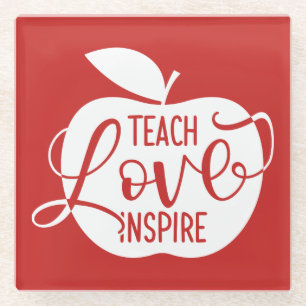 Teach Love Inspire Glazen Onderzetter