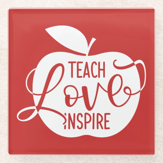 Teach Love Inspire Glazen Onderzetter (Voorkant)