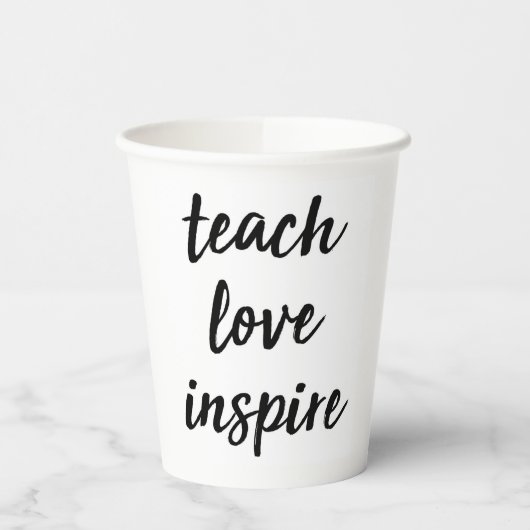 Teach Love Inspire | Inspirerend zin Papieren Bekers (Links)