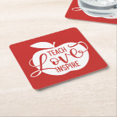 Teach Love Inspire Kartonnen Onderzetters (Schuin)