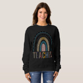 Teach Love Inspire Leopard Boho Rainbow Teach Trui (Voorkant volledig)