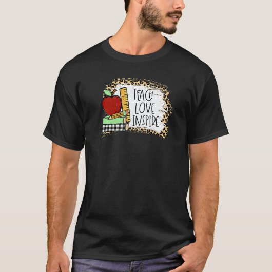 Teach Love Inspire Leopard Cheetah Print 100 Days T-shirt (Voorkant)