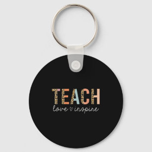 Teach Love Inspire Leopard Terug naar school Cute  Sleutelhanger