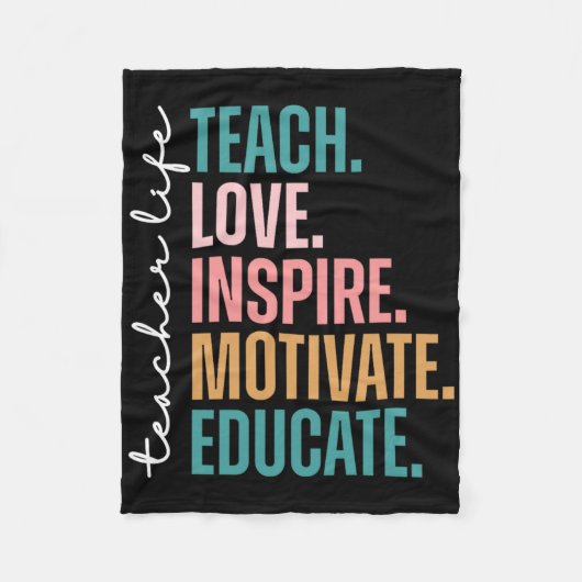 Teach Love Inspire Motivate Back To School Cute Te Fleece Deken (Voorkant)