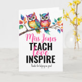 Teach love inspire owl bedankt om me te helpen gro kaart (Gele Bloem)