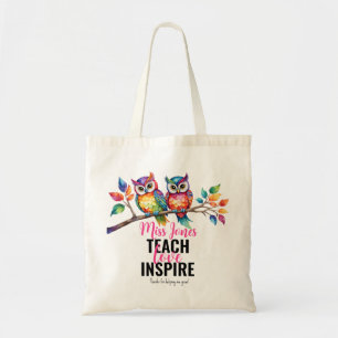 Teach love inspire owl bedankt om me te helpen gro tote bag