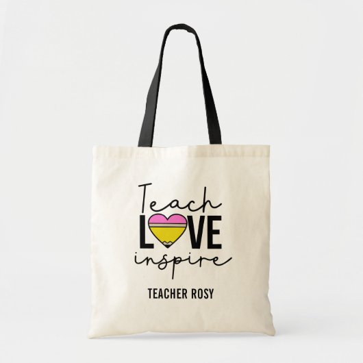 Teach Love Inspire Personalized Teacher Canvas tas (Voorkant)