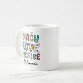 Teach Love Inspire Personalized Teacher Gift Koffiemok (Voorkant links)