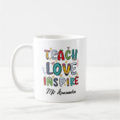Teach Love Inspire Personalized Teacher Gift Koffiemok (Links)
