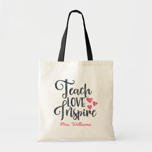 Teach Love Inspire Personalized Teacher Tote Bag (Voorkant)