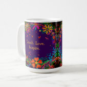 Teach Love Inspire Quote Naam Floral Paarse Koffiemok (Voorkant links)