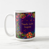 Teach Love Inspire Quote Naam Floral Paarse Koffiemok (Links)