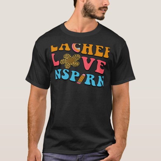 Teach Love Inspire Rainbow Leopard cut-back to Sch T-shirt (Voorkant)