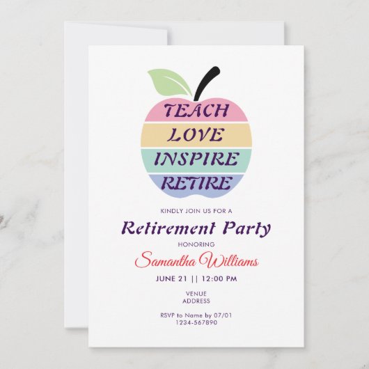Teach Love Inspire Retirement Party voor gepension Kaart (Voorkant)