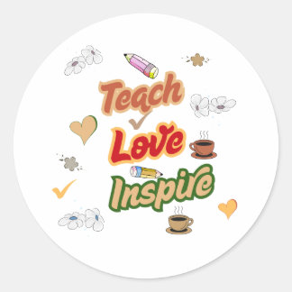 Teach Love Inspire Retro Teacher Quote Ronde Sticker