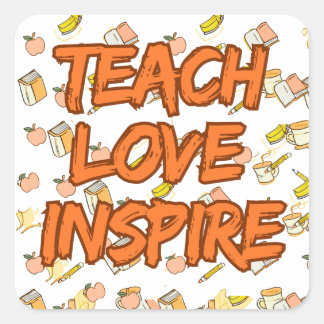 Teach Love Inspire Retro Teacher Quote Vierkante Sticker