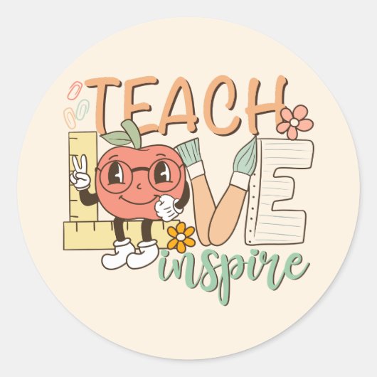 Teach Love Inspire Ronde Sticker (Voorkant)