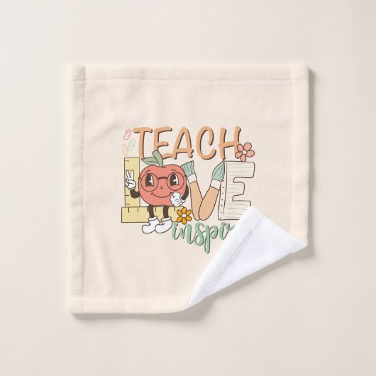 Teach Love Inspire – Schattigee schoolbenodigdhede Bad Handdoek (Wasdoekje)
