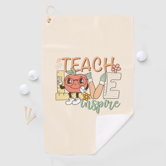 Teach Love Inspire – Schattigee schoolbenodigdhede Golfhanddoek (Insitu)