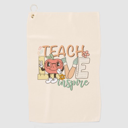 Teach Love Inspire – Schattigee schoolbenodigdhede Golfhanddoek (Voorkant)
