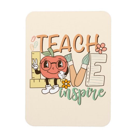Teach Love Inspire – Schattigee schoolbenodigdhede Magneet (Verticaal)
