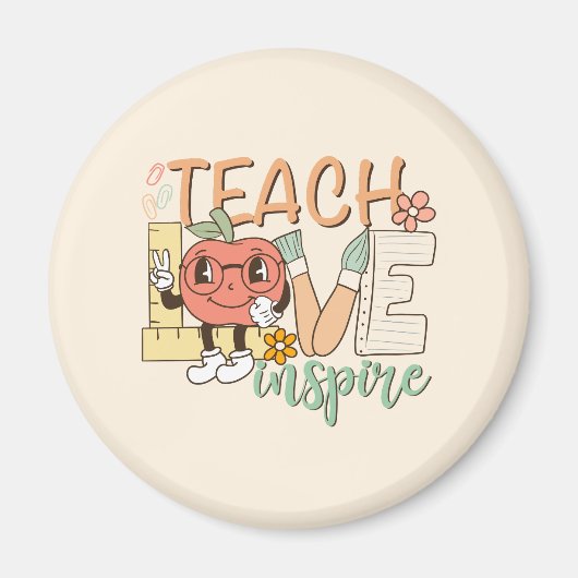 Teach Love Inspire – Schattigee schoolbenodigdhede Magneet (Voorkant)