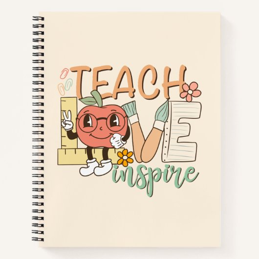 Teach Love Inspire – Schattigee schoolbenodigdhede Notitieboek (Voorkant)