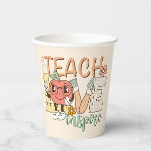 Teach Love Inspire – Schattigee schoolbenodigdhede Papieren Bekers