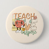 Teach Love Inspire – Schattigee schoolbenodigdhede Ronde Button 7,6 Cm (Voorkant)