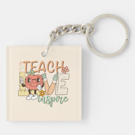 Teach Love Inspire – Schattigee schoolbenodigdhede Sleutelhanger (Achterkant)