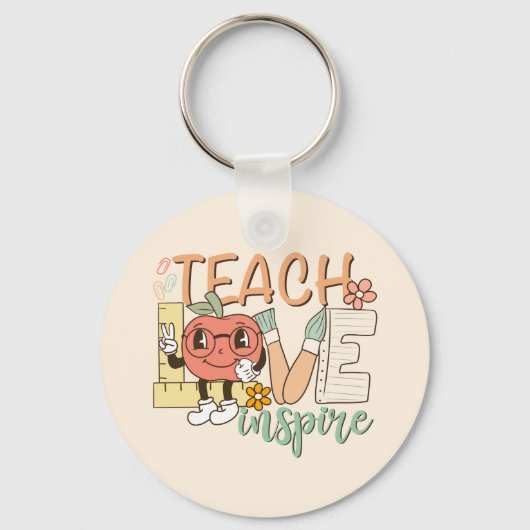 Teach Love Inspire – Schattigee schoolbenodigdhede Sleutelhanger (Achterkant)