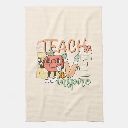 Teach Love Inspire – Schattigee schoolbenodigdhede Theedoek (Verticaal)