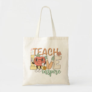 Teach Love Inspire – Schattigee schoolbenodigdhede Tote Bag
