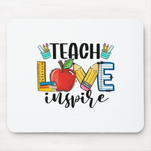 Teach Love Inspire Shirt Funny Ck To School Teache Muismat (Voorkant)