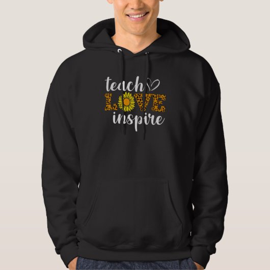 Teach Love Inspire Sunflower Boho Leopard Print SC Hoodie (Voorkant)