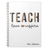Teach Love Inspire Teacher Appreciard Leopard Notitieboek (Voorkant)