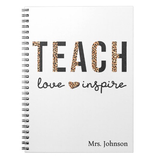 Teach Love Inspire Teacher Appreciard Leopard Notitieboek (Voorkant)