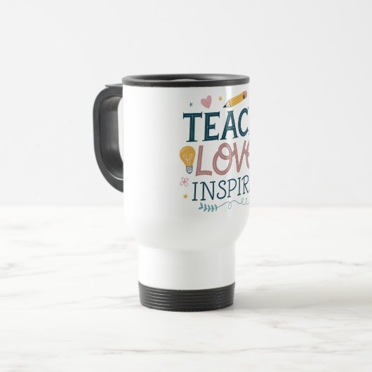 Teach Love Inspire – Teacher Appreciation Gift Reisbeker (Voorkant links)