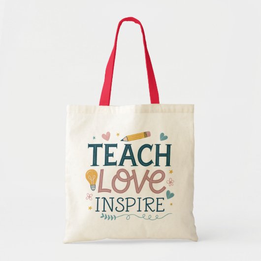 Teach Love Inspire – Teacher Appreciation Gift Tote Bag (Voorkant)