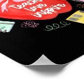Teach Love Inspire Teacher Coquette Bow Apple Back Poster (Hoek)