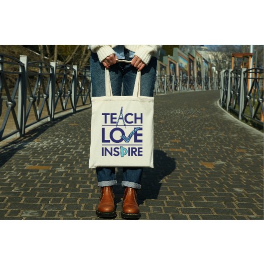 Teach Love Inspire Teacher Inspirerend Tote Bag