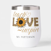 Teach Love Inspire Teacher Sunflower Moderne Name (Achterkant)