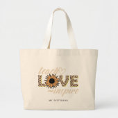 Teach Love Inspire Teacher Sunflower Moderne Name Grote Tote Bag (Voorkant)