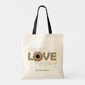Teach Love Inspire Teacher Sunflower Moderne Name Tote Bag (Achterkant)