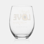 Teach Love Inspire Teacher Sunflower Moderne Name Wijnglas Zonder Voet (Achterkant)