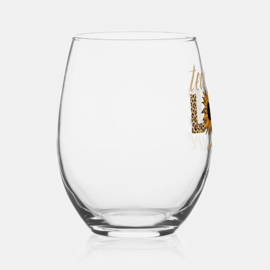 Teach Love Inspire Teacher Sunflower Moderne Name Wijnglas Zonder Voet (Rechts)