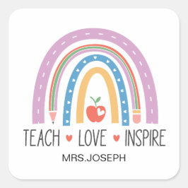 Teach Love Inspire Teacher  Vierkante Sticker