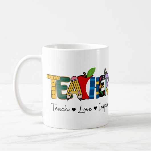Teach Love Inspire Teachers Day cadeau Koffiemok (Links)